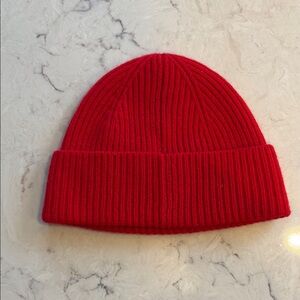 H&M Red Ribbed Knit Beanie